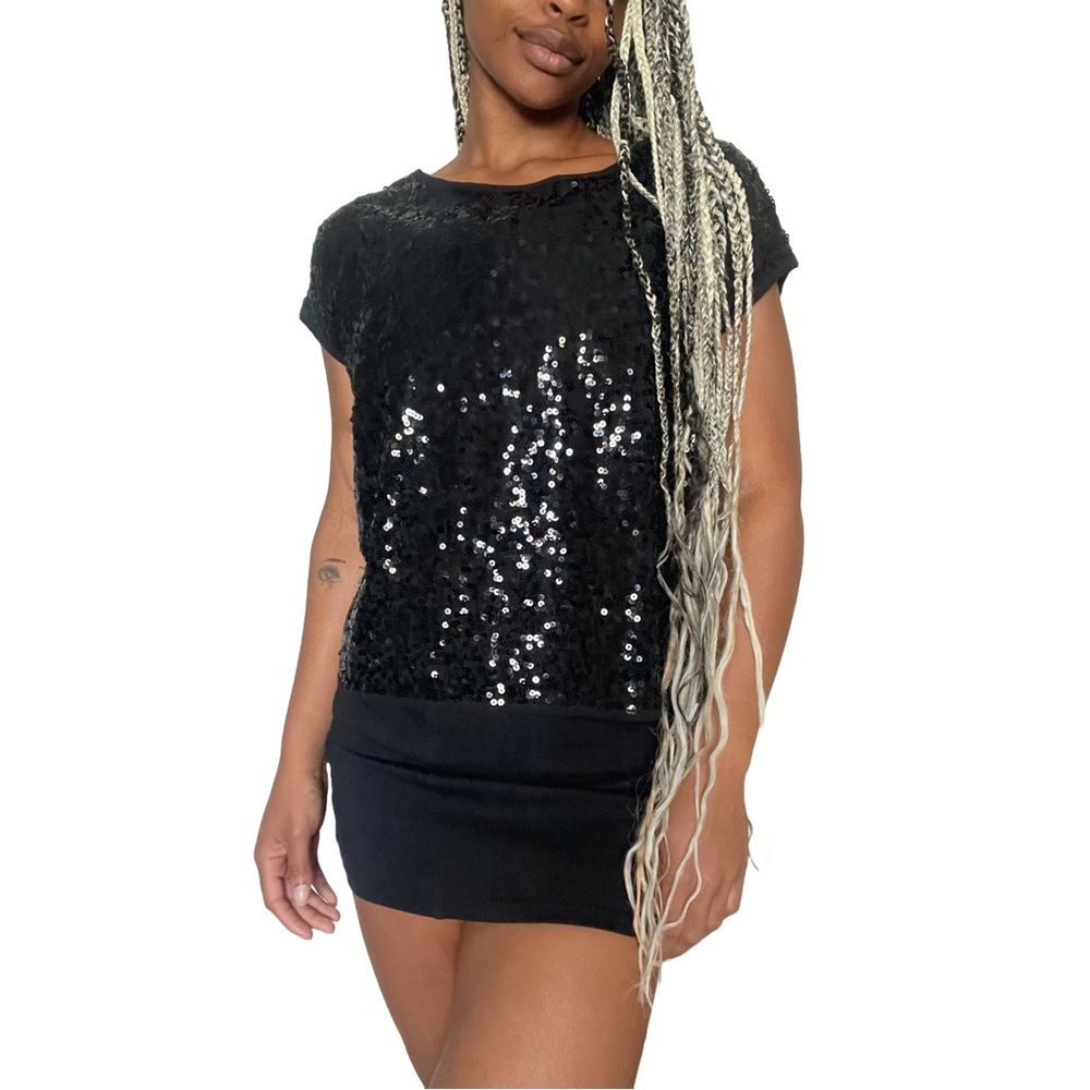Black sequin top